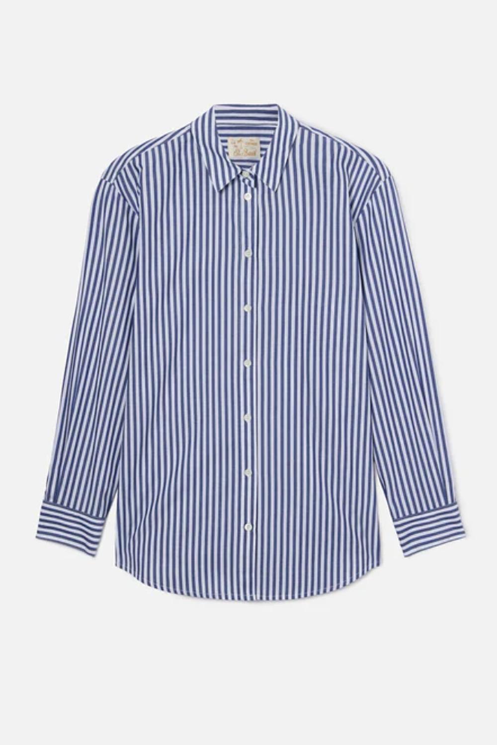 Camicia Brigitte mc2 in cotone a righe beige con ricamo Sport Club BRIG001 -00801L Mc2 Saint Barth