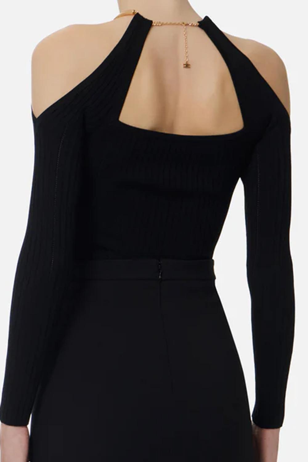 Maglia in misto viscosa e nylon con collana gioiello MK89S 61E2110 Elisabetta Franchi