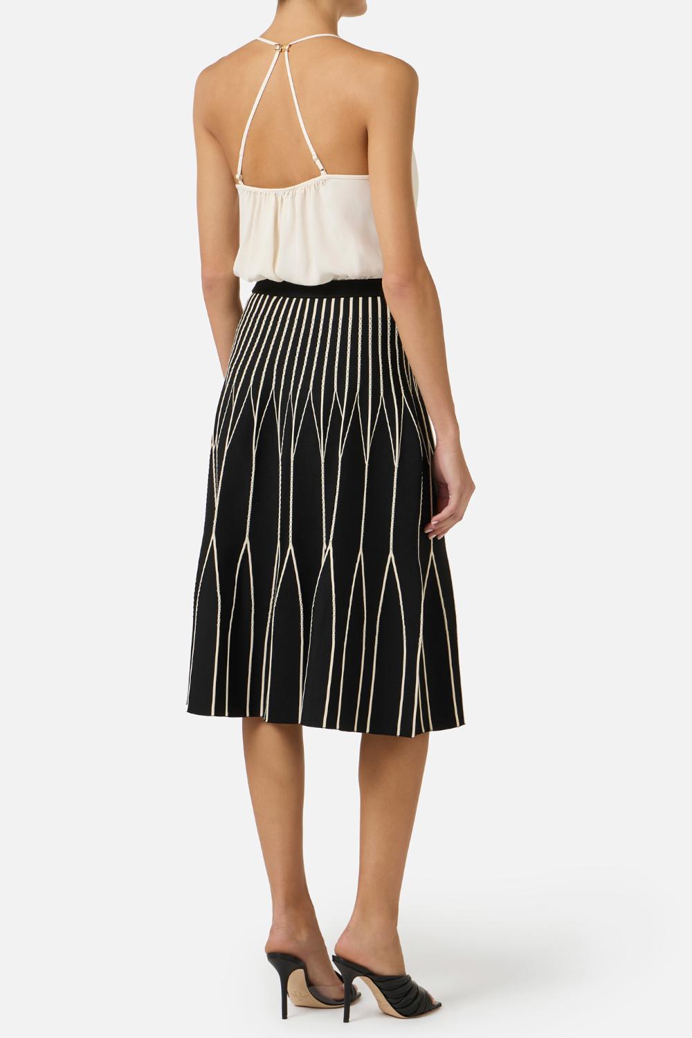 Body Elisabetta Franchi in Georgette di Viscosa con Scollo Sovrapposto e Logo Dorato BO014 61E2193 Elisabetta Franchi