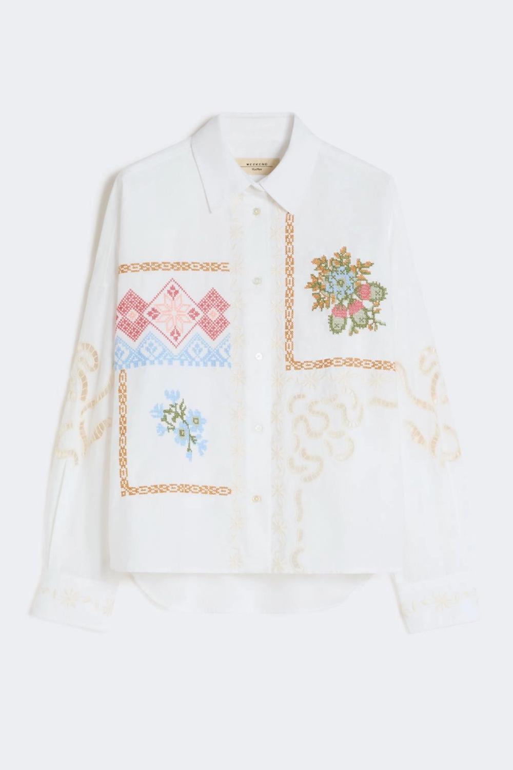 Camicia in cotone con pizzo e ricami WKDFONTE 001BIANCO Max Mara Weekend