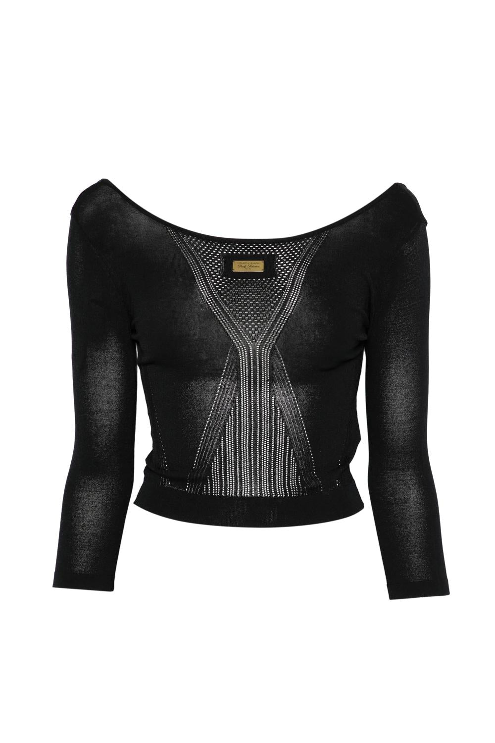 Top Elisabetta Franchi in Maglia Traforata con Schiena Scoperta MK71W 61E2110 Elisabetta Franchi
