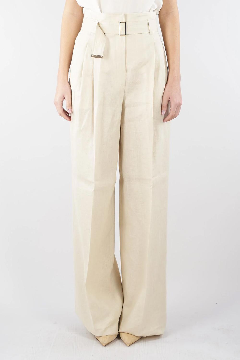 Pantalone wide leg in tela di lino MSTMATERIA 007BEIGE Max Mara Studio