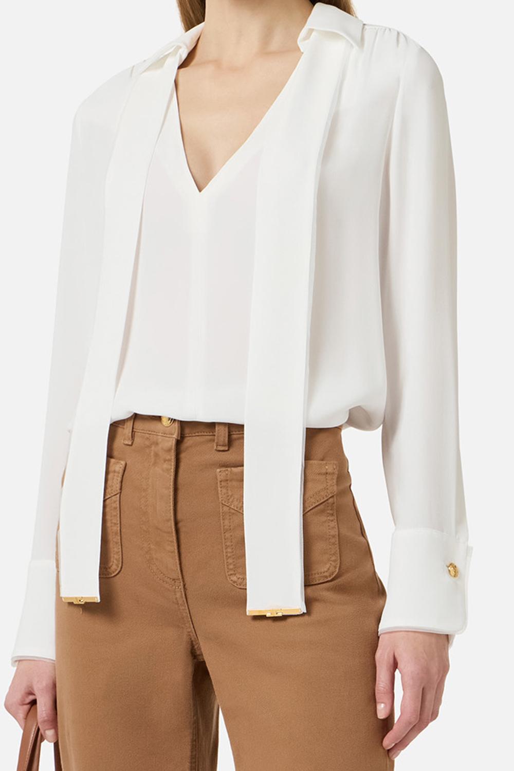 Camicia in georgette di viscosa con fusciacca CA146 61E2360 Elisabetta Franchi