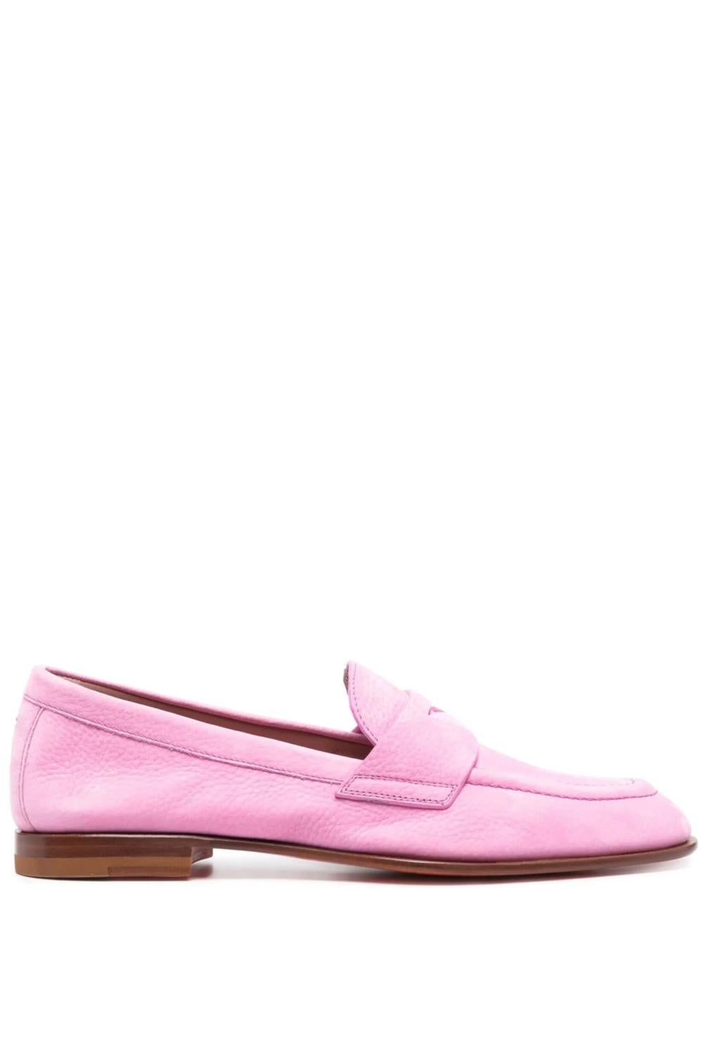 Mocassino Santoni in Nabuk Rosa Linea Formale con Fondo in Cuoio WUSF59962HAFSPRXQ34 ROSA Santoni