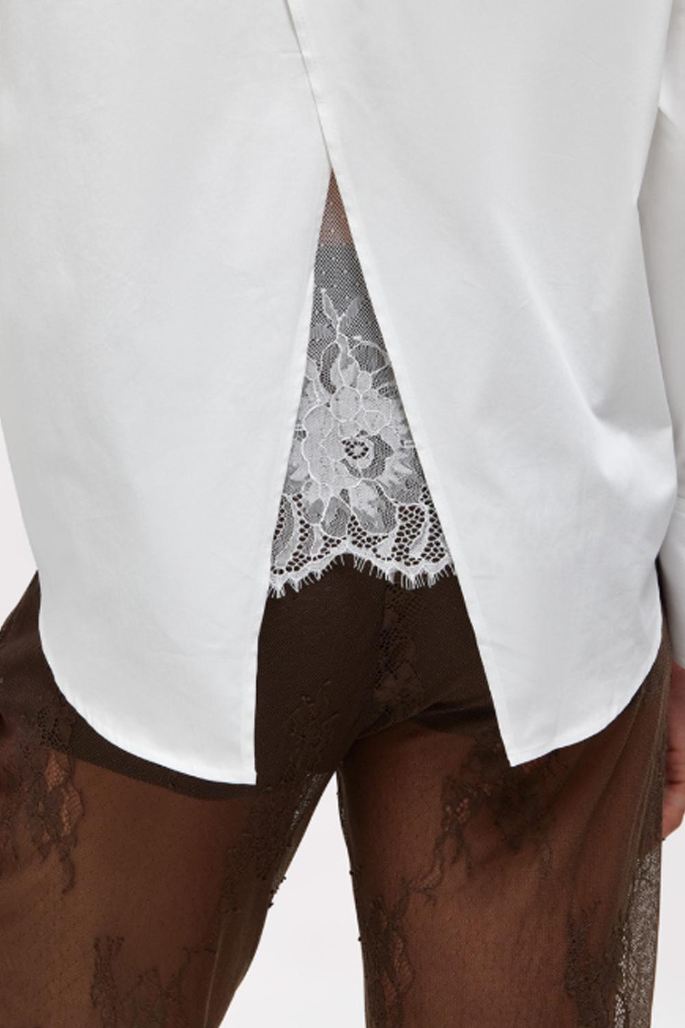 CAMICIA IN POPELINE CON PIZZO RA6162 T544A11111 Blugirl