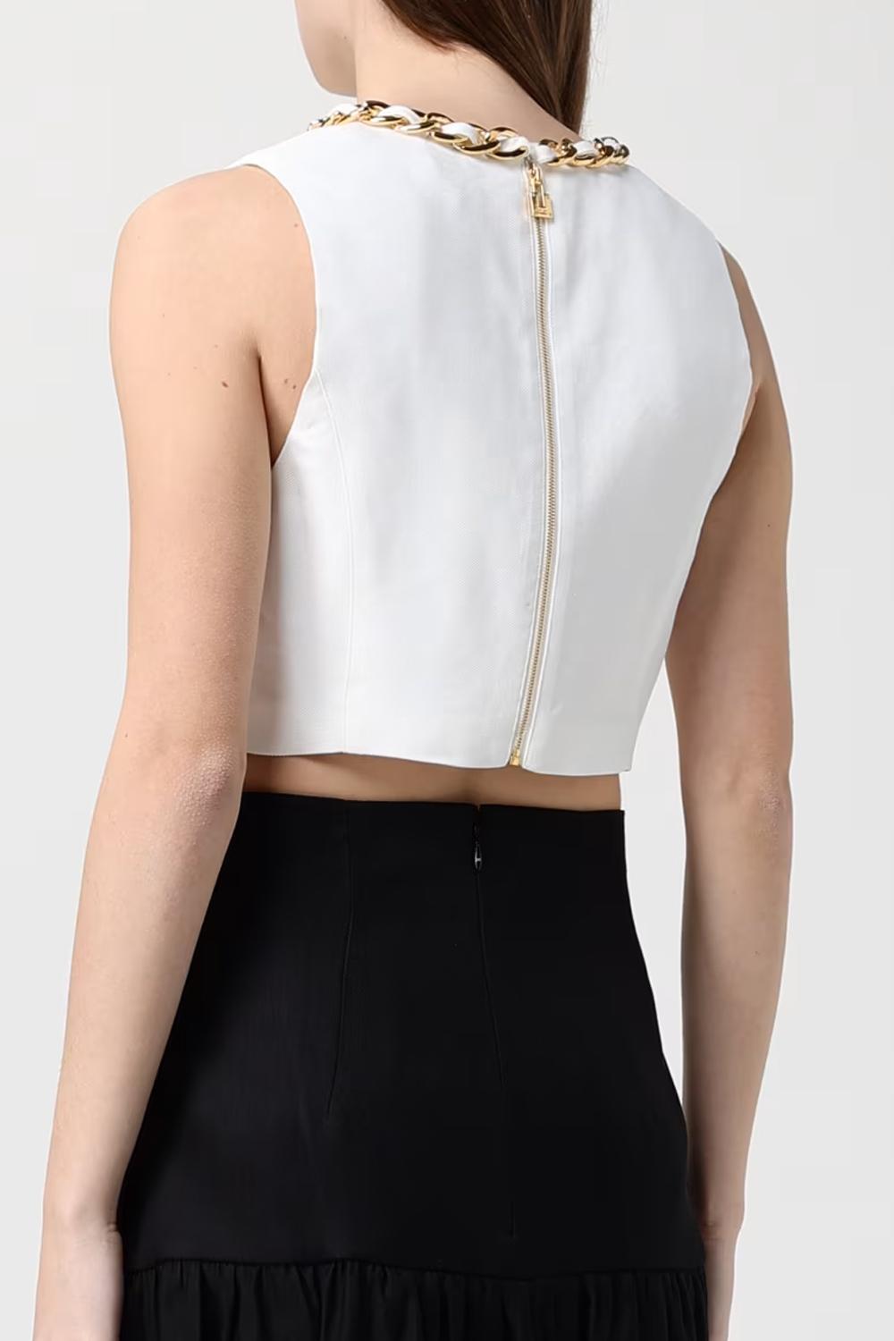 Top in misto lino con catena gioiello TO060 62E2360 Elisabetta Franchi