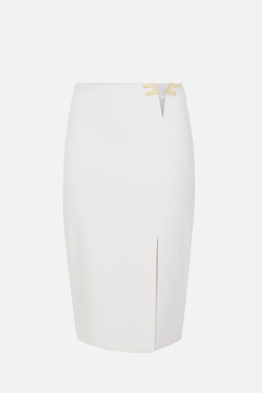 Gonna Midi Elisabetta Franchi in Doppio Crêpe Stretch con Spacco Laterale GO147 61E2360 Elisabetta Franchi