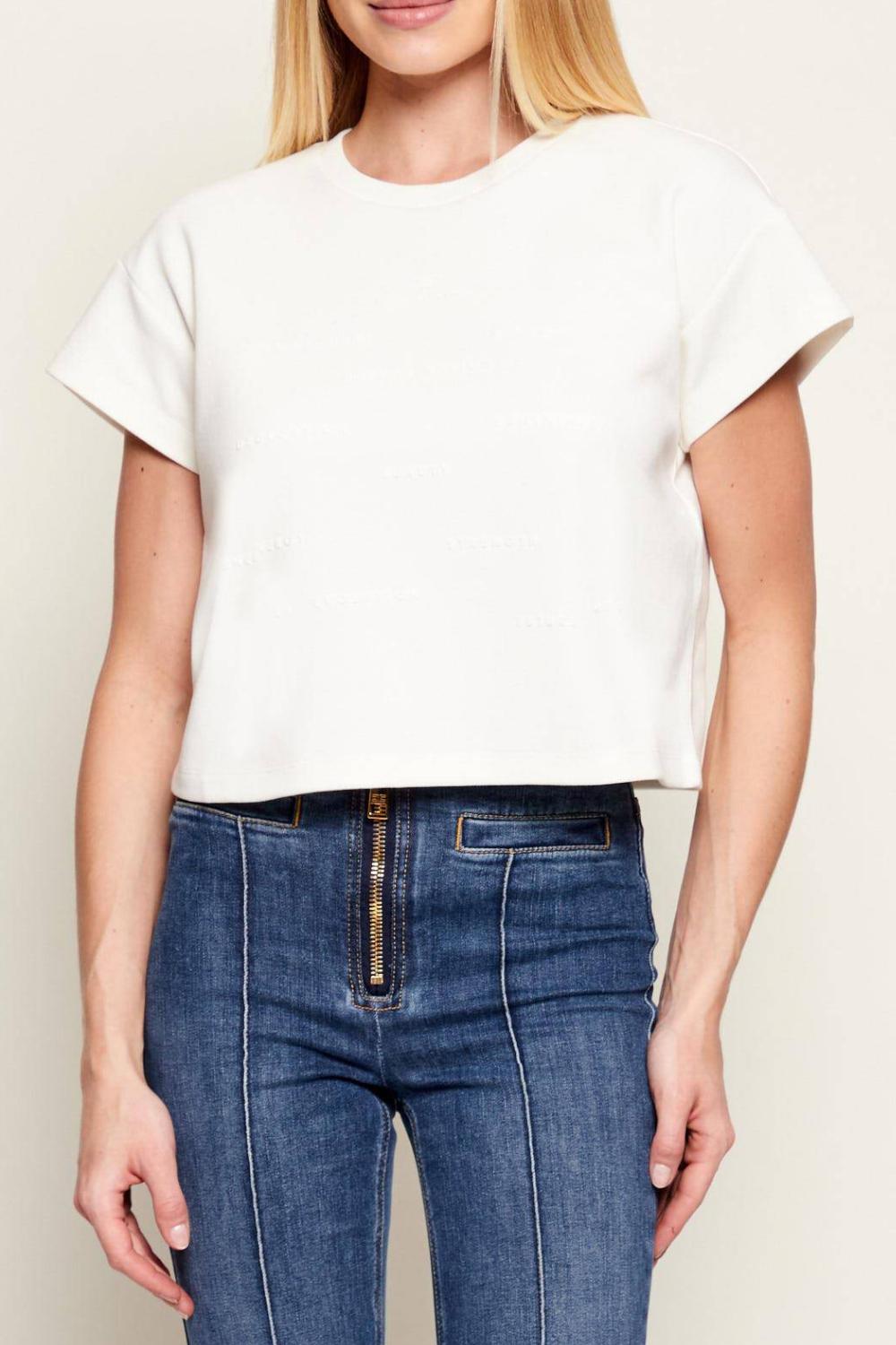 Maglietta a Maniche Corte Elisabetta Franchi in Jersey con Girocollo e Logo 3D MA73D 61E2270 Elisabetta Franchi