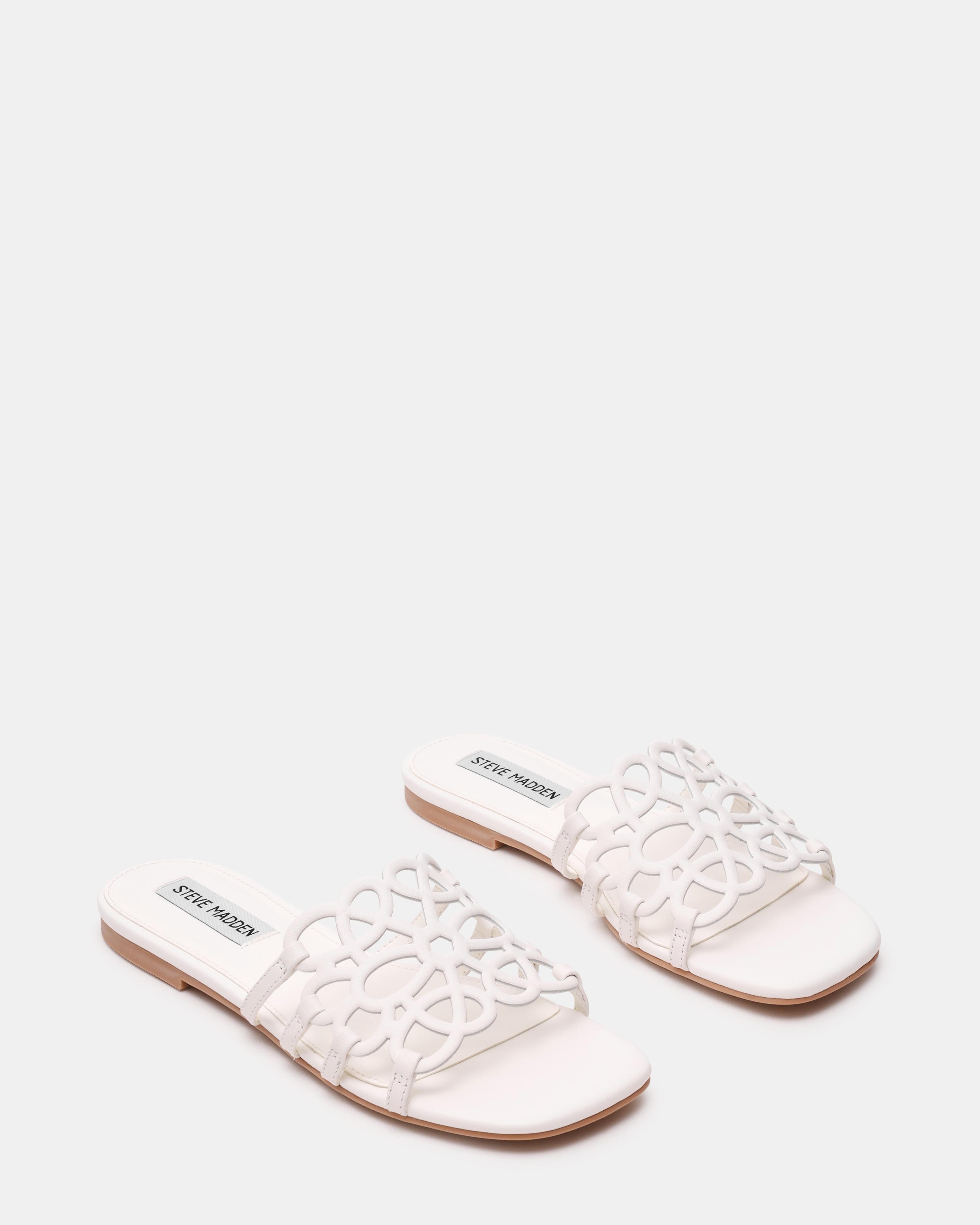 LOTUS - ciabatta flat con fascia LOTUS WHITE LEATHER Steve Madden