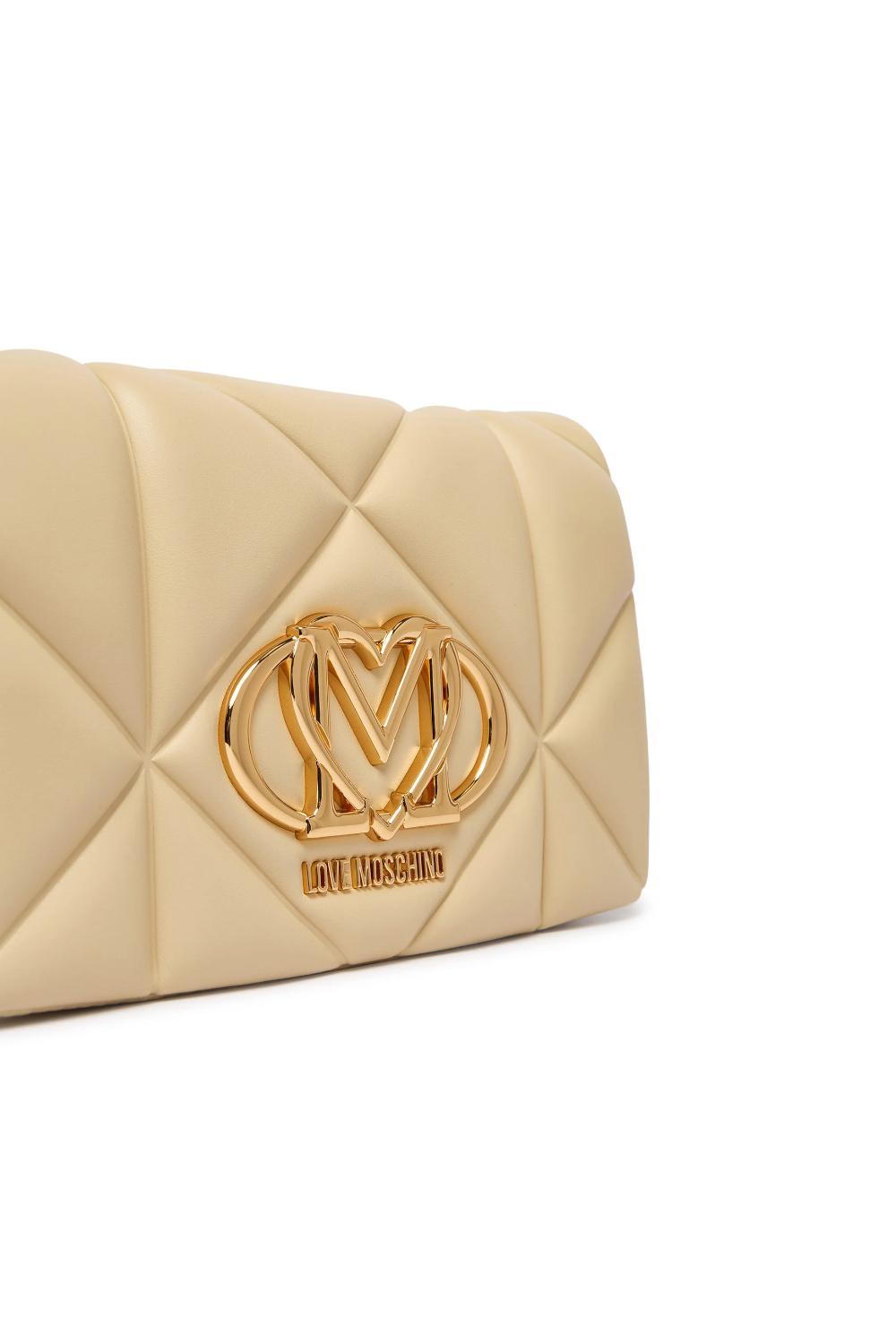 Borsa a tracolla Love Moschino trapuntata burro con logo cuore in metallo JC4043PP1O LC0129 Love Moschino