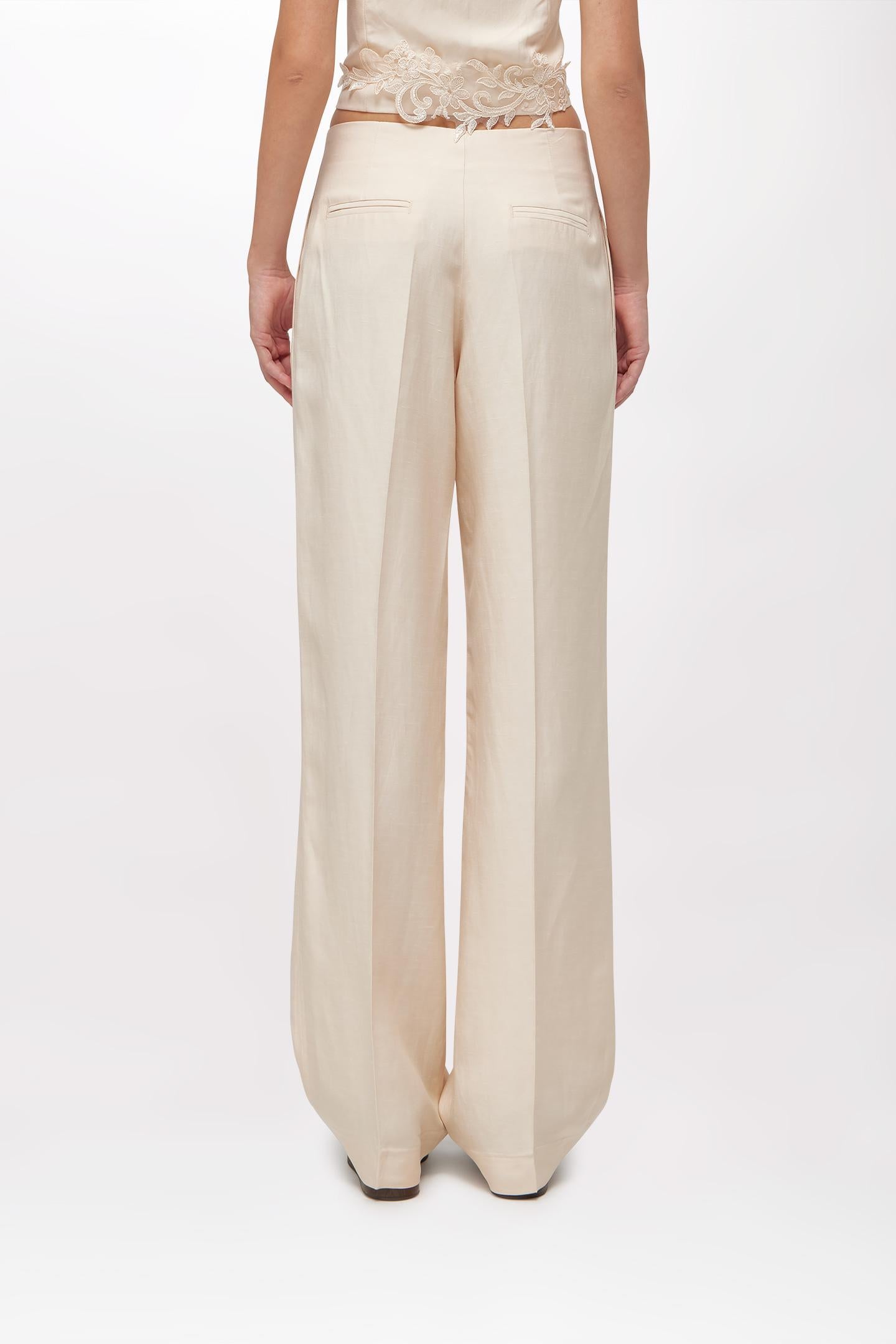 PANTALONI A GAMBA LARGA IN MISTO LINO RA6094 T882321406 Blugirl