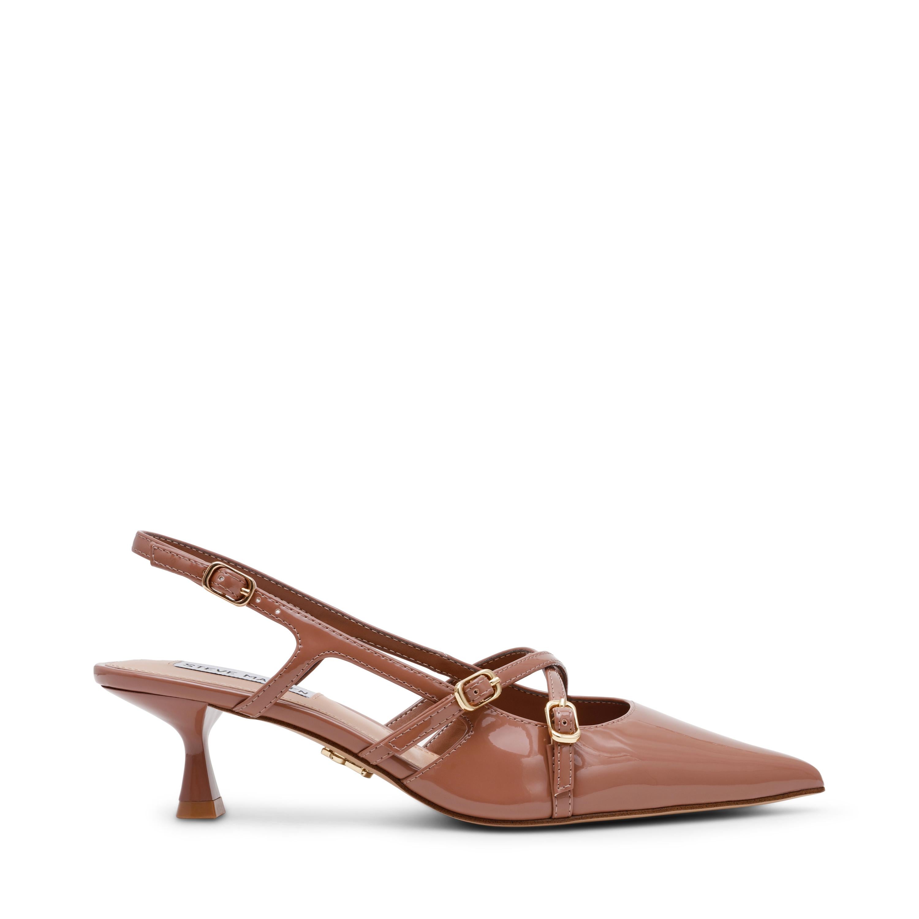 Décolleté Slingback con fibbie e tacco basso LINDALE TAUPE PATENT Steve Madden