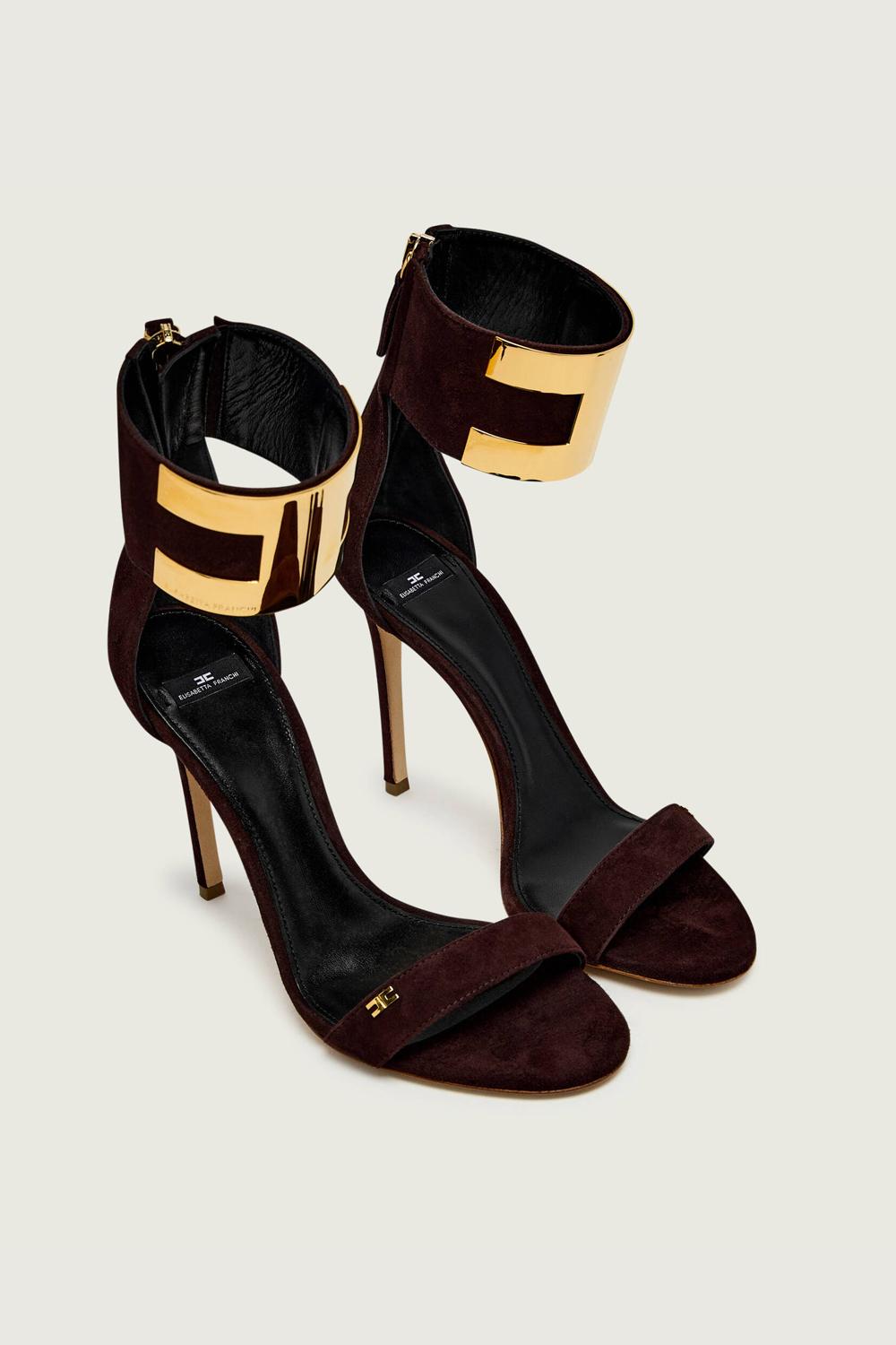 Sandali in suede con logo gioiello SA91L 62E2644 Elisabetta Franchi