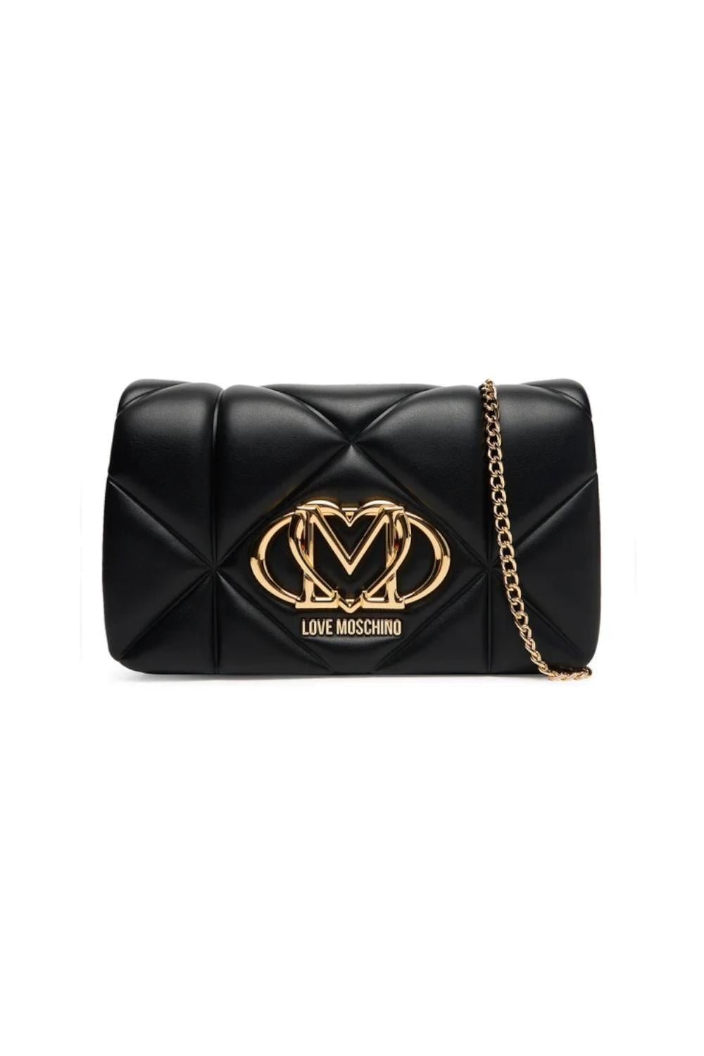 Borsa a tracolla Love Moschino trapuntata nera con logo cuore in metallo JC4043PP1O LC0000 Love Moschino