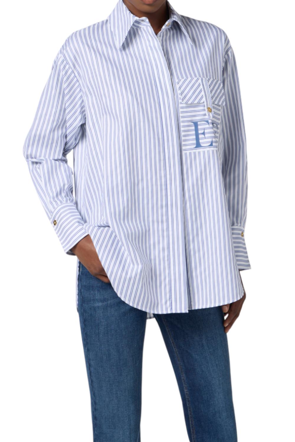 Camicia in popeline di cotone a righe<BR/> CA111 56E2068 Elisabetta Franchi