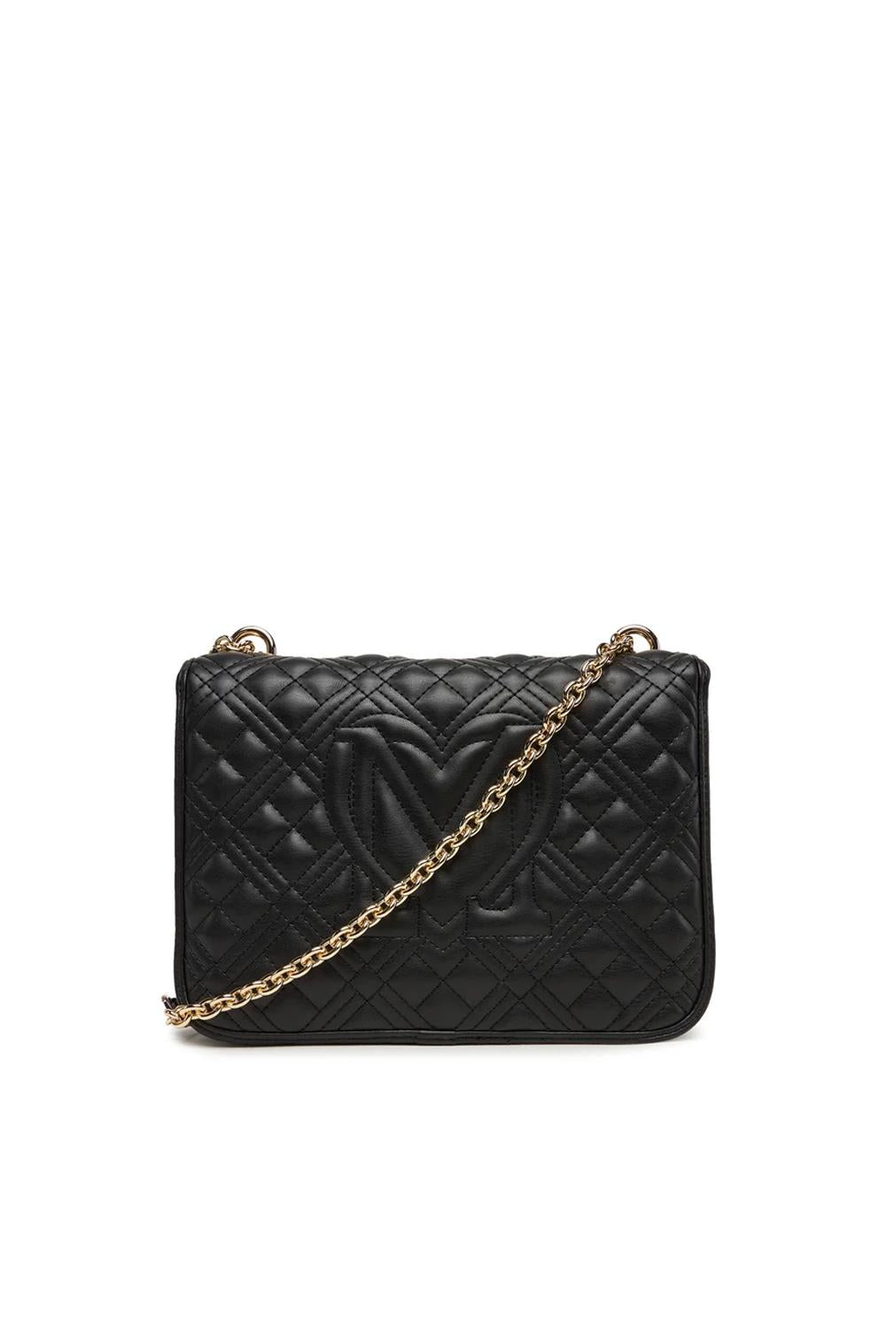 Borsa Love Moschino Media Quilted in Pelle Sintetica con Logo Dorato e Tracolla JC4000PP1N LA0000 Love Moschino