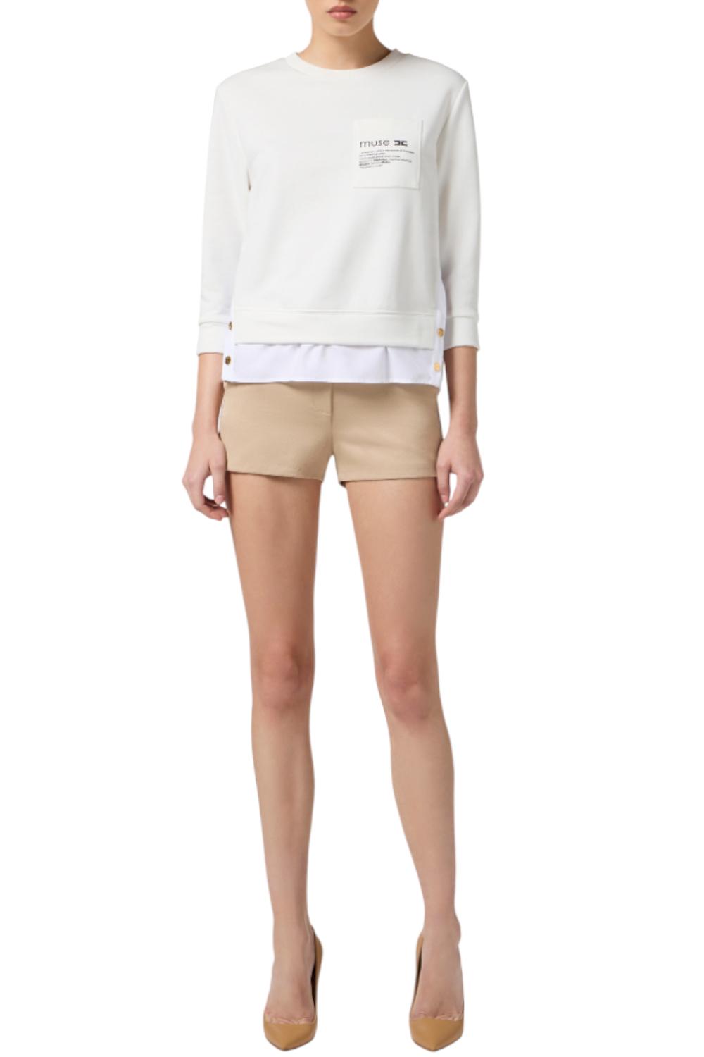 Maglia in felpa con dettagli in popeline<BR/> MD006 56E2360 Elisabetta Franchi