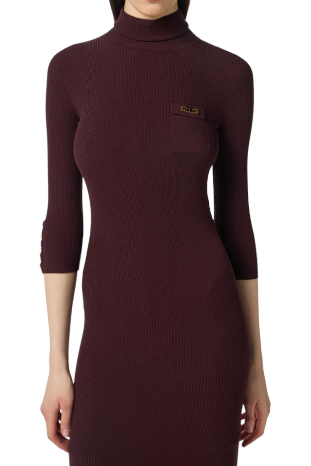 Abito in maglia a costine con taschino<BR/> AM23B 56E2EA4 Elisabetta Franchi