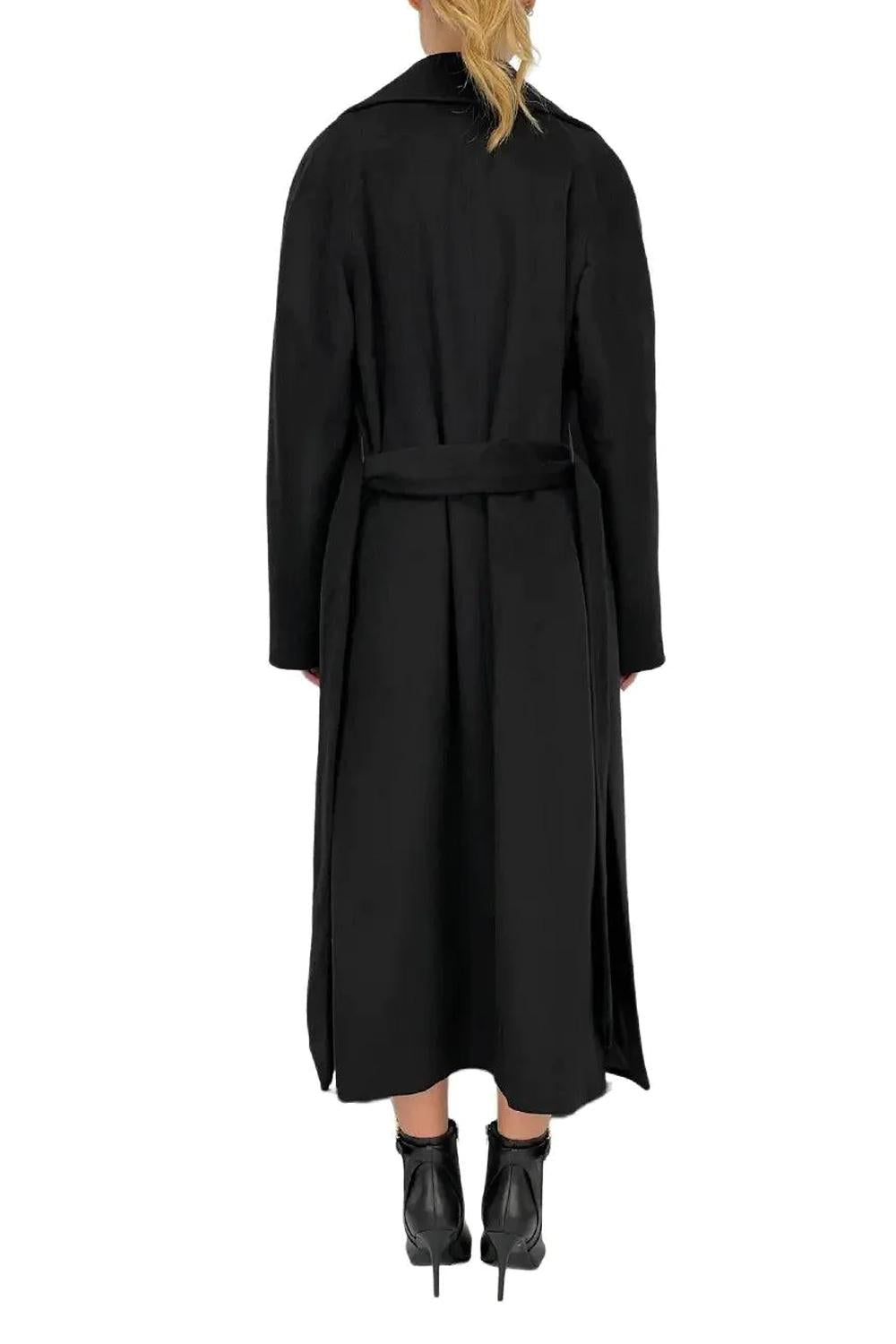 Cappotto Lungo a Vestaglia Senza Bottoni con Tasche a Filo SIRI DEBORA 413NERO Chiarulli