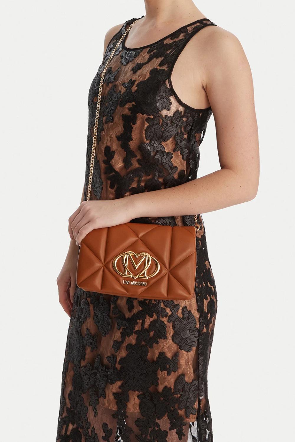 Borsa a tracolla Love Moschino trapuntata cuoio con logo cuore in metallo JC4043PP1O LC0200 Love Moschino