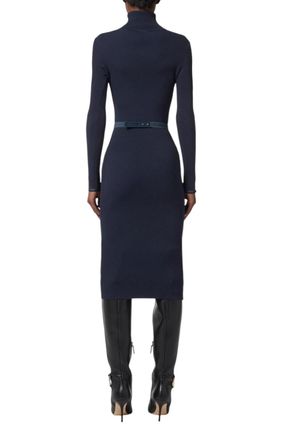 Abito in maglia a costine con cintura<BR/> AM07B 56E2EA8 Elisabetta Franchi