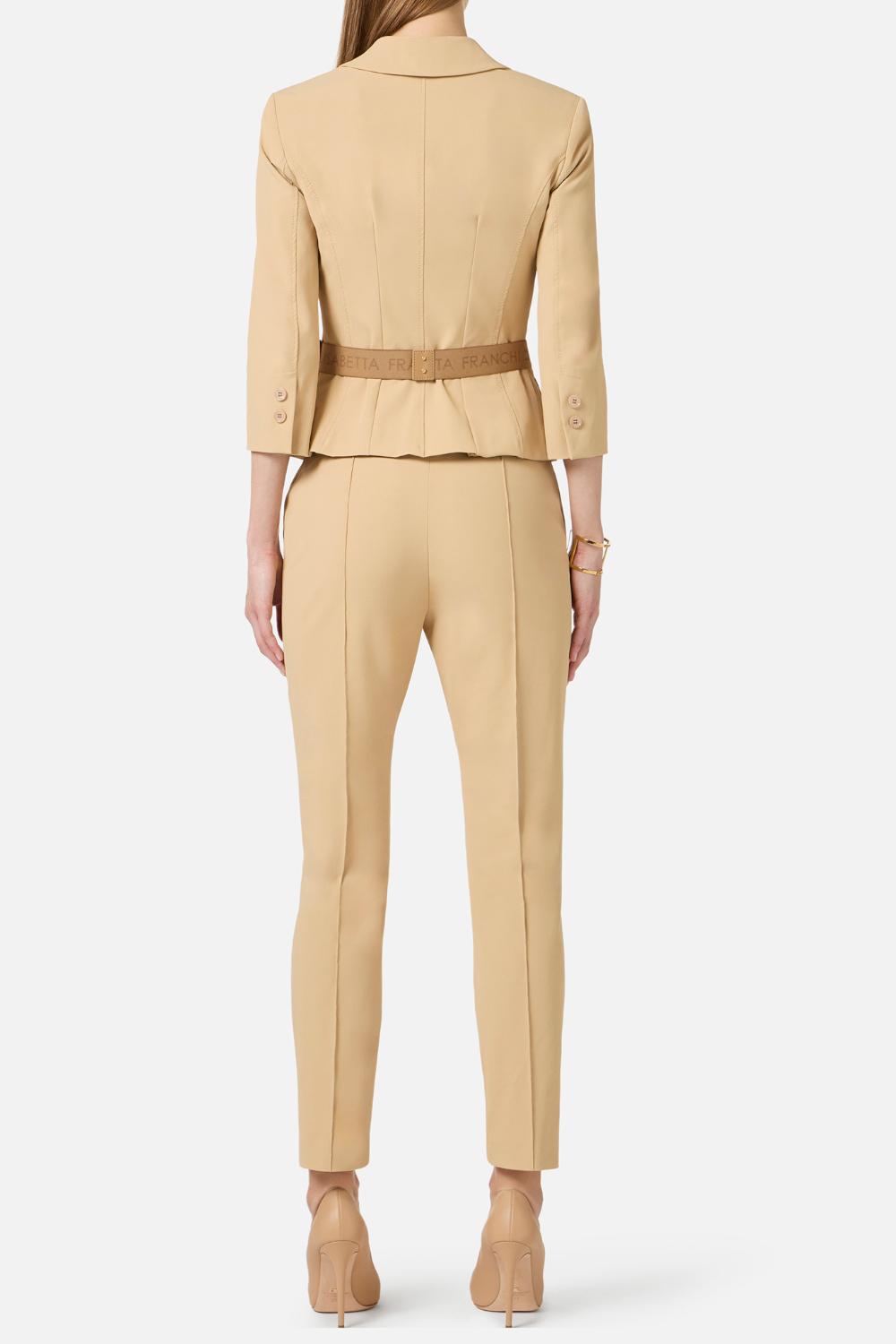 Pantaloni Elisabetta Franchi in Tessuto Tecnico Bielastico con Cintura e Logo<BR/> PA132 61E2470 Elisabetta Franchi