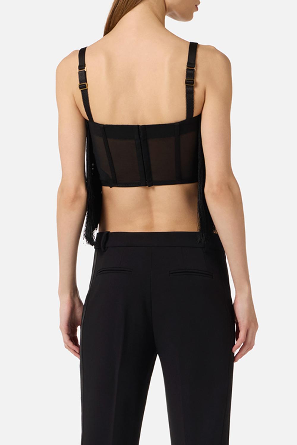 Top in tulle con frange TO062 62E2110 Elisabetta Franchi