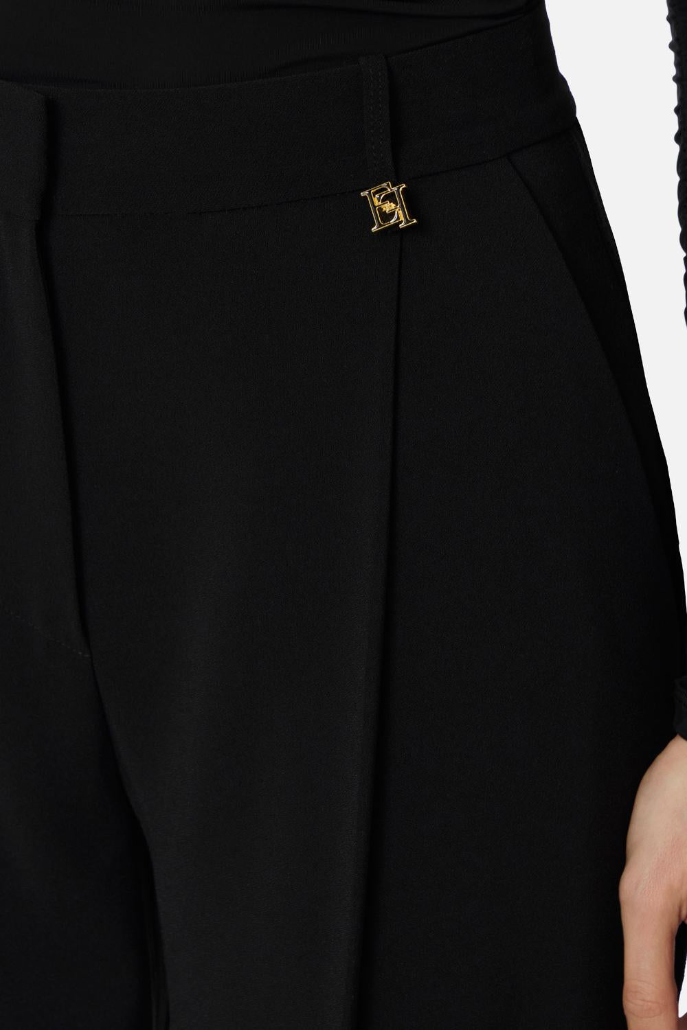 Pantaloni Elisabetta Franchi Essential in Crêpe Leggero con Charm Logo PA167 61E2110 Elisabetta Franchi