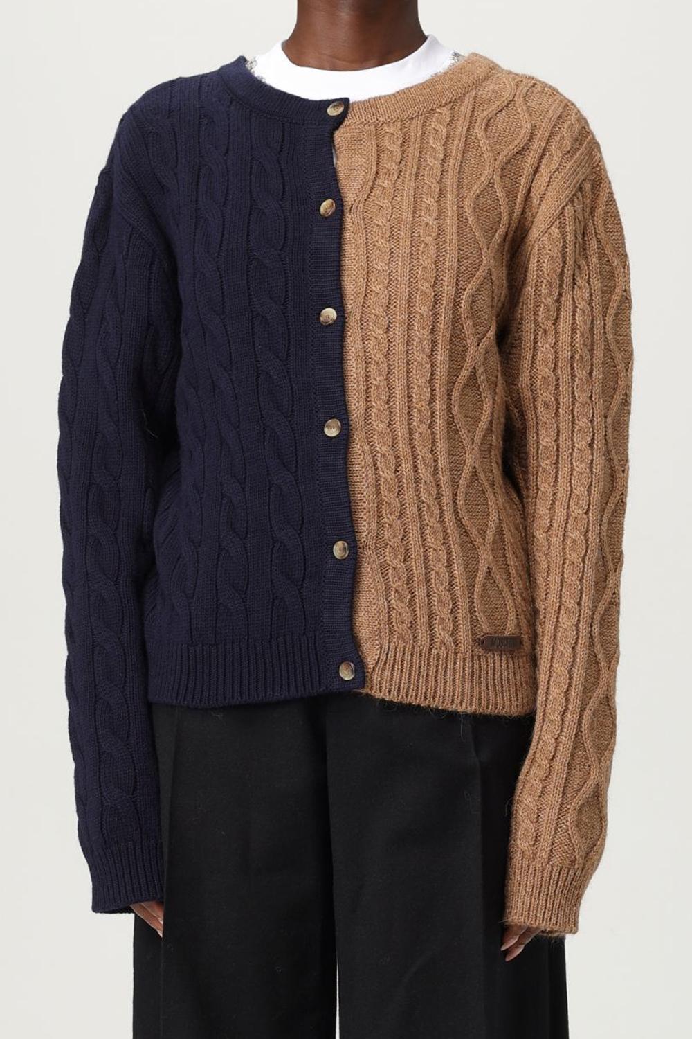 Cardigan Bicolore in Alpaca e Lana con Bottoni 0912 55041096 Moschino Couture