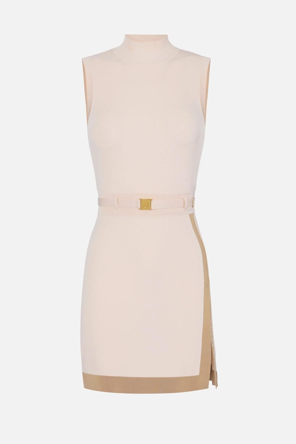 Mini abito in maglia con bande in viscosa lucida AM02S 61E2U69 Elisabetta Franchi