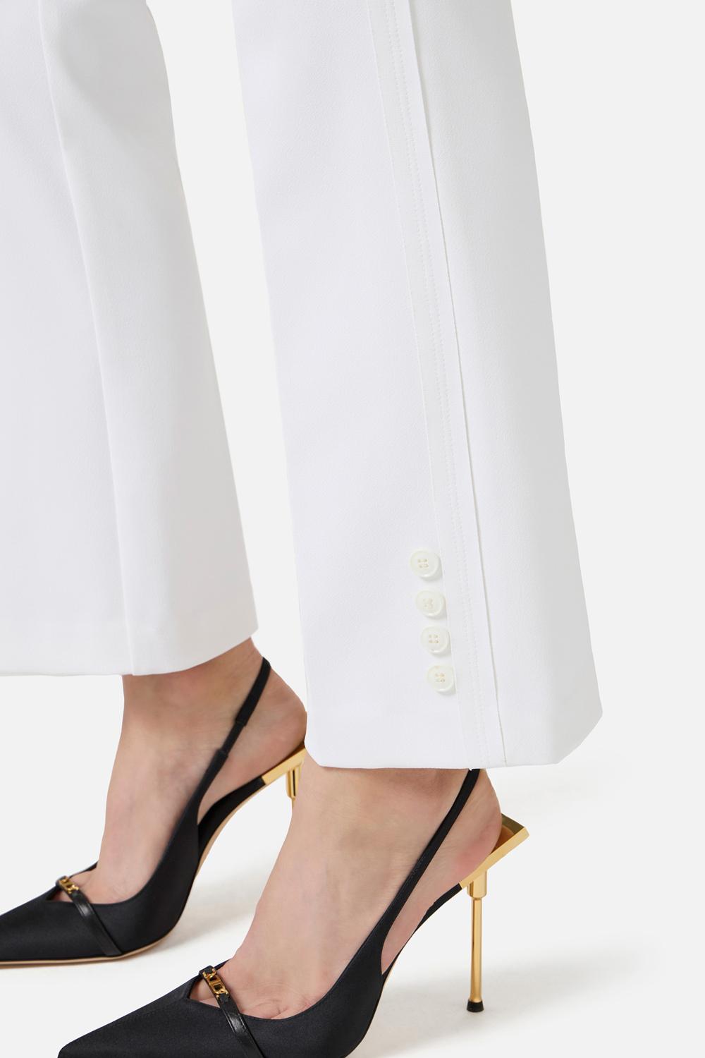 Pantaloni in doppio crêpe stretch con logo charm PA168 61E2360 Elisabetta Franchi