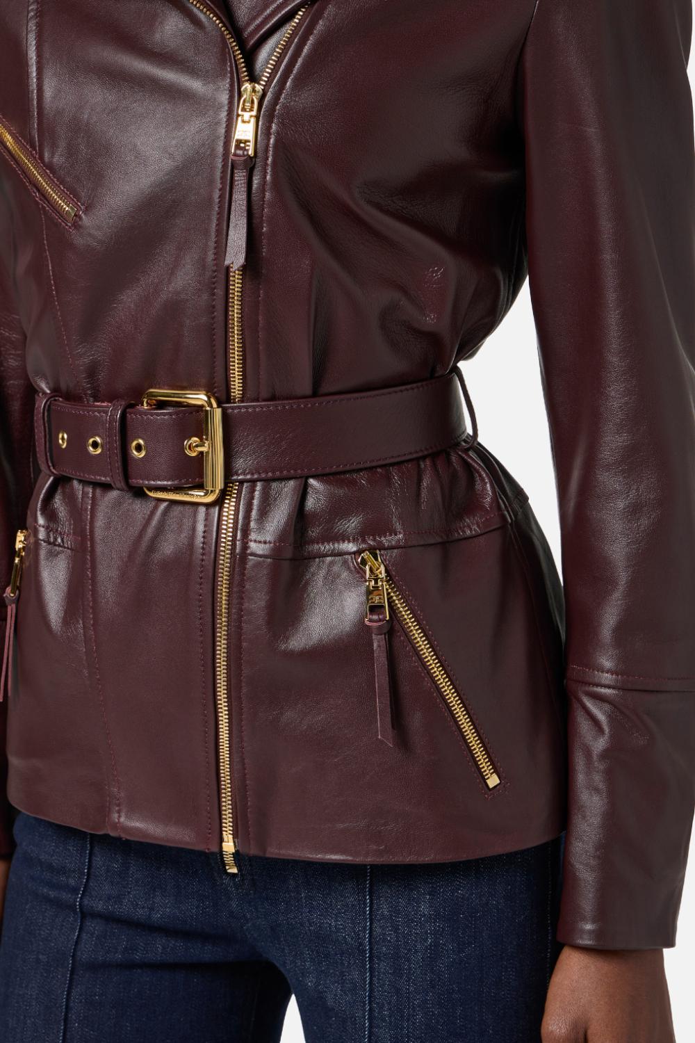 Giacca biker in pelle<BR/> GD50Z 56E2EA4 Elisabetta Franchi