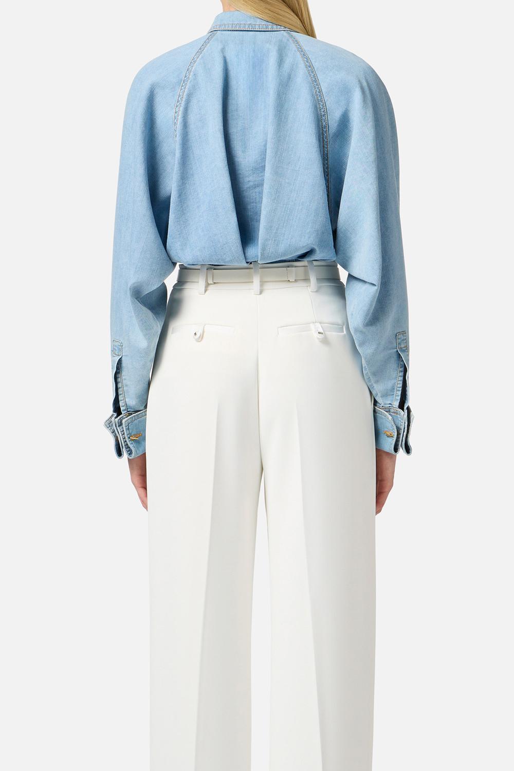 Camicia in denim con baschina<BR/> CJ33D 51E2192 Elisabetta Franchi