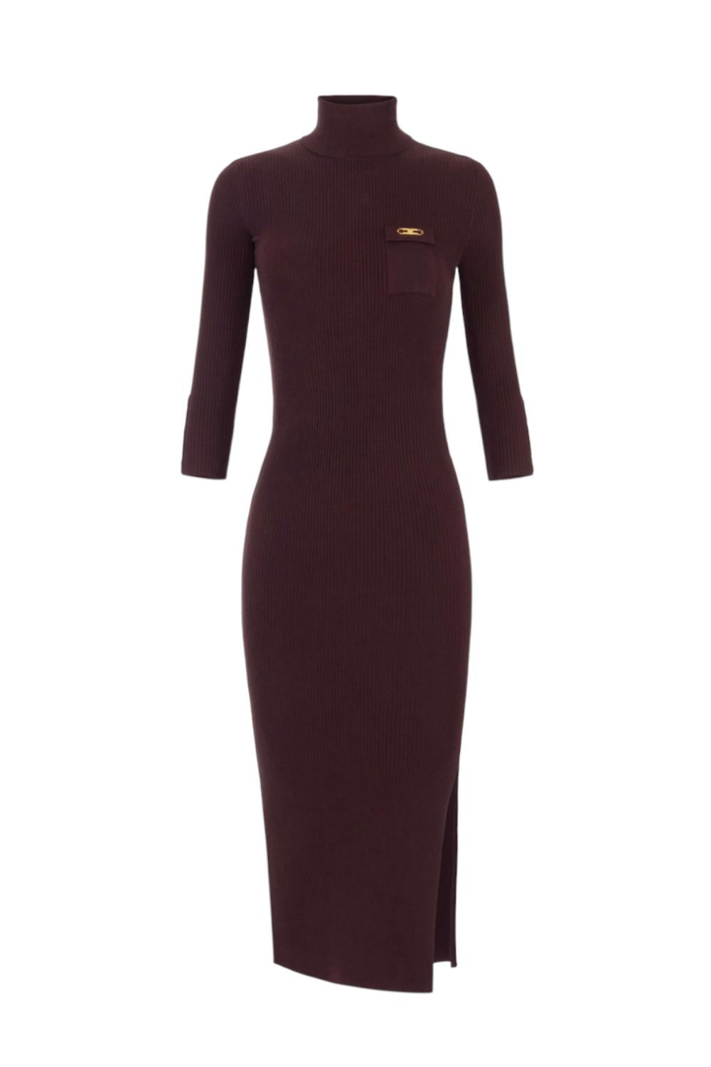 Abito in maglia a costine con taschino<BR/> AM23B 56E2EA4 Elisabetta Franchi