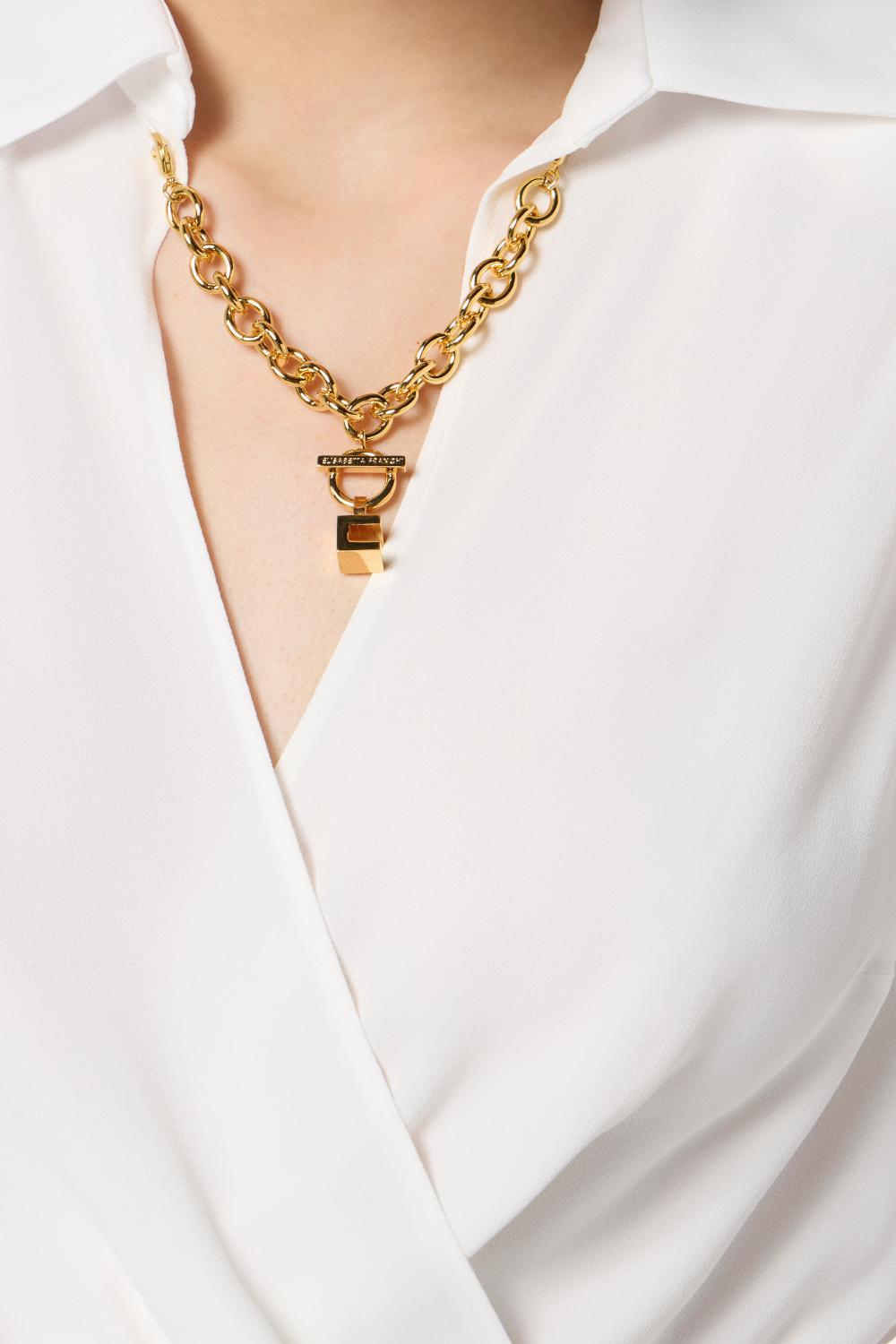 Camicia in georgette con dettaglio gioiello<BR/> CAT02 56E2360 Elisabetta Franchi