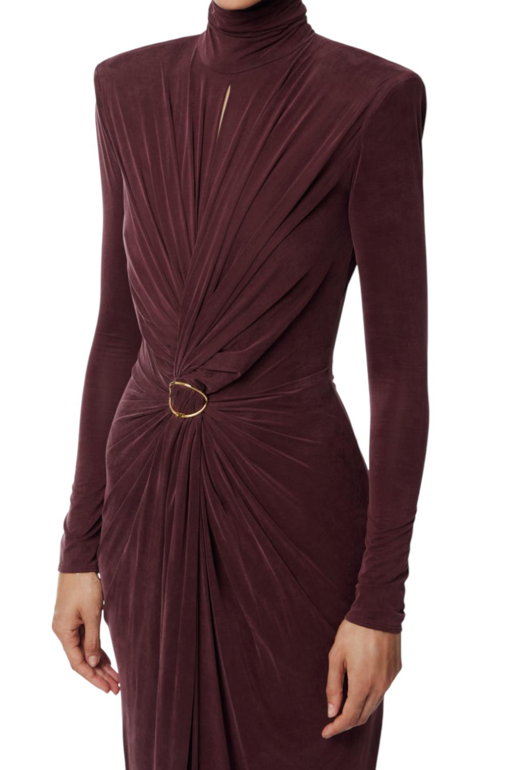 Abito Red Carpet in jersey cupro con drappeggi<BR/> ABR06 56E2EA4 Elisabetta Franchi