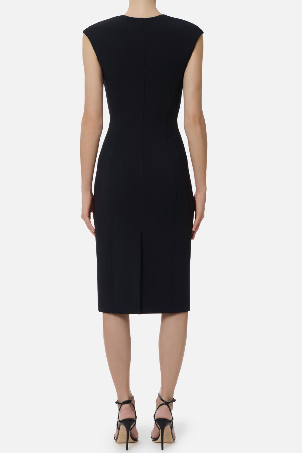 Abito Tubino Elisabetta Franchi in Doppio Crêpe Stretch con Zip Gioiello AB900 61E2110 Elisabetta Franchi