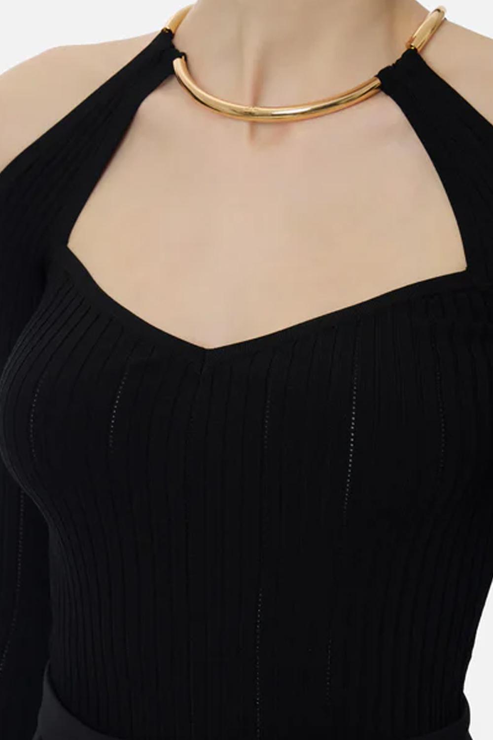 Maglia in misto viscosa e nylon con collana gioiello MK89S 61E2110 Elisabetta Franchi