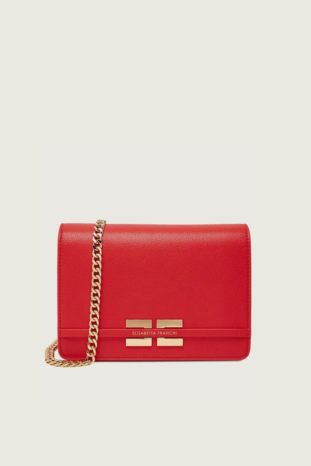 Borsa Elisabetta Franchi Effetto Pelle con Tracolla a Catena e Logo BS39A 61E2H85 Elisabetta Franchi