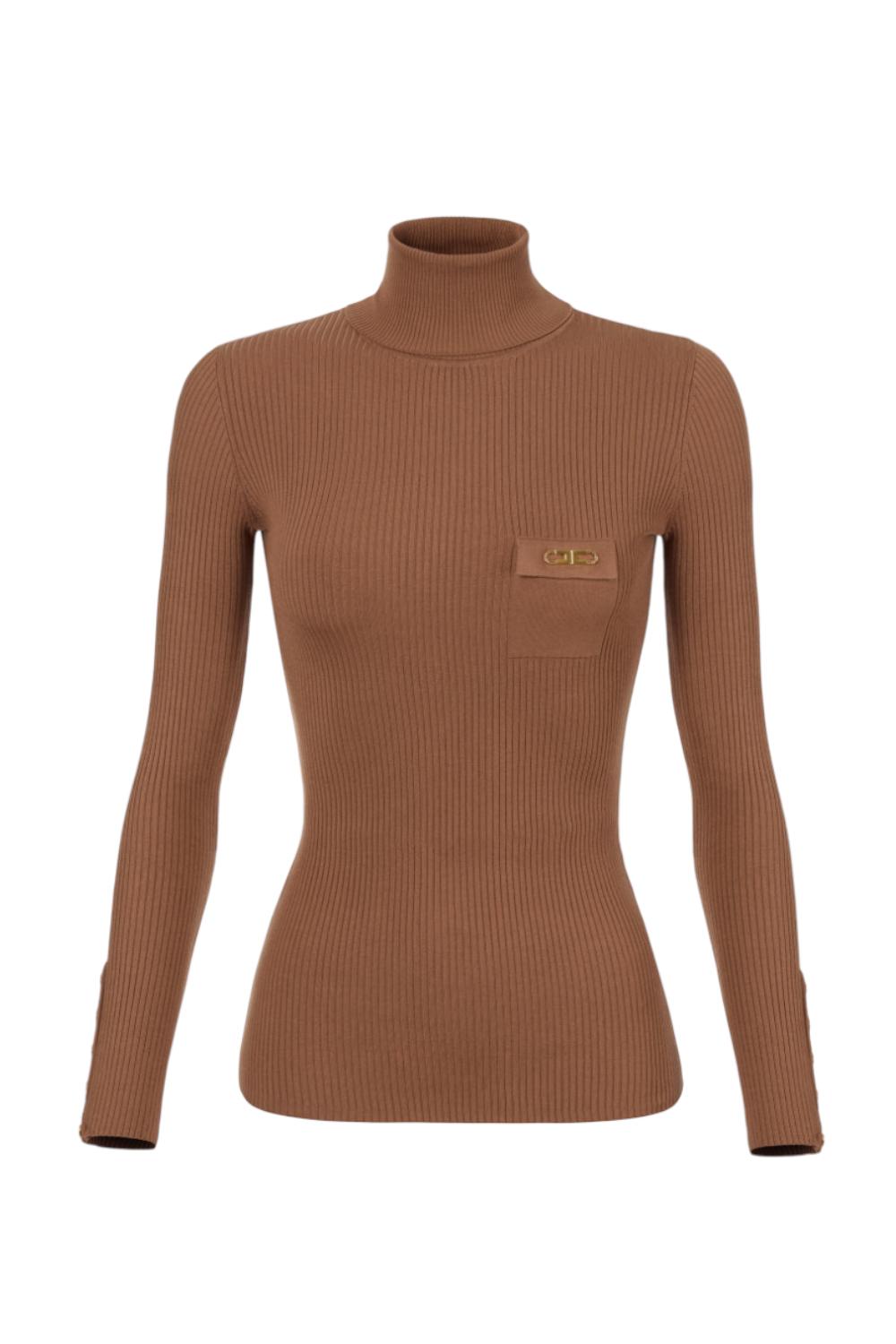 Maglia a costine con taschino<BR/> MK11B 56E2EC1 Elisabetta Franchi