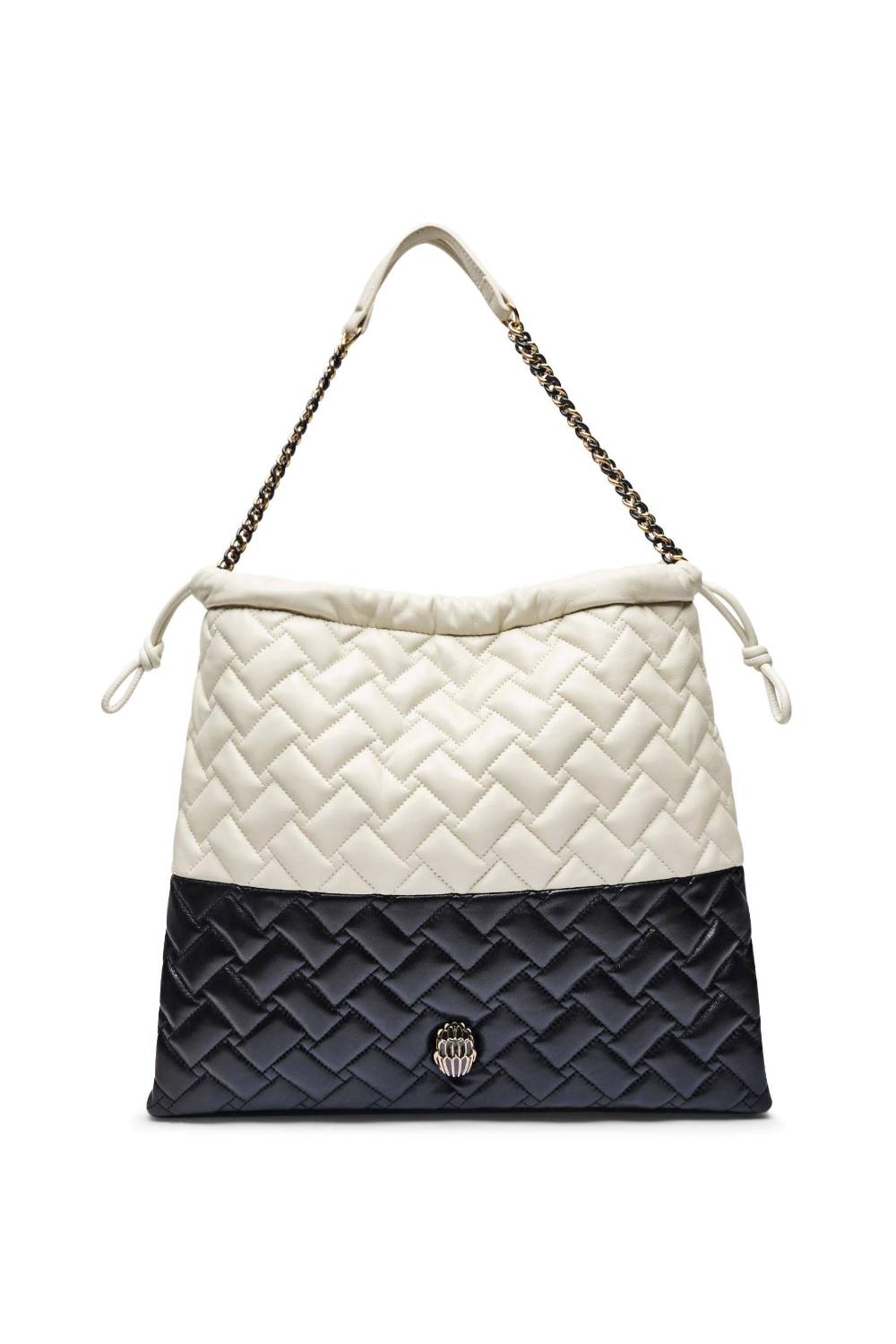 Borsa Shopper in pelle<BR/> 4702501109 /BLK/WHITE Kurt Geiger London