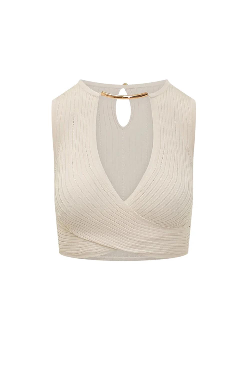 top in maglia con apertura al centro TK76S 61E3193 Elisabetta Franchi