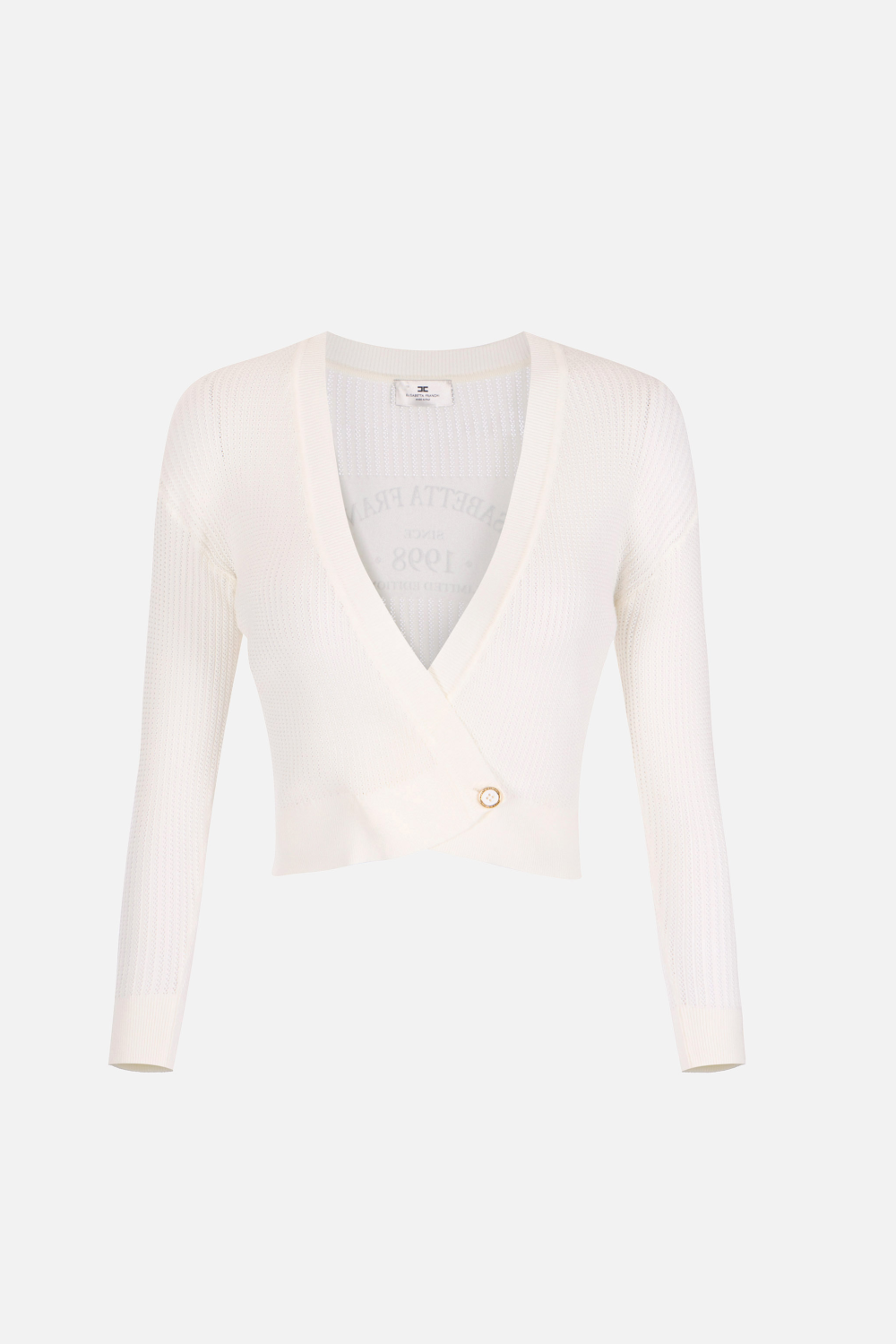 Cardigan Elisabetta Franchi in Maglia con Scollo a V, Maniche ¾ e Logo Stampato MK81Q 61E2360 Elisabetta Franchi