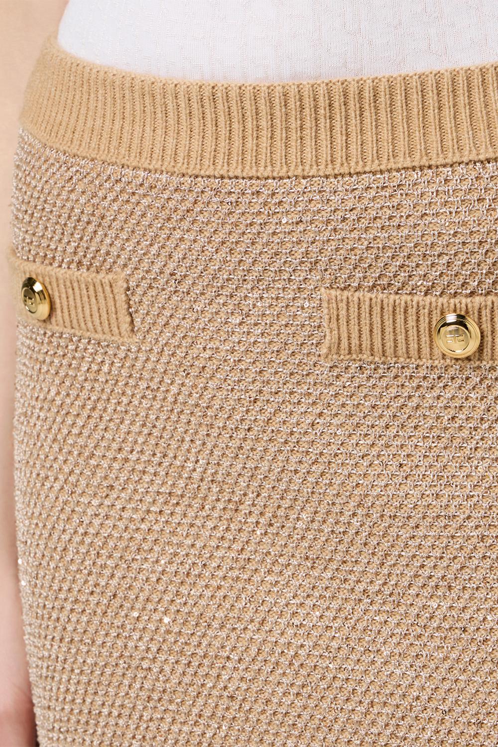 Gonna in maglia con paillettes<BR/> GK23T 57E2EA2 Elisabetta Franchi