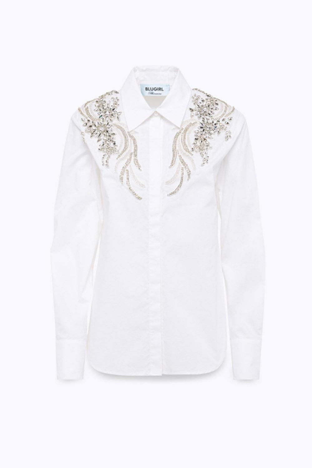Camicia con patch di cristalli RF5100 TS24611111 Blugirl