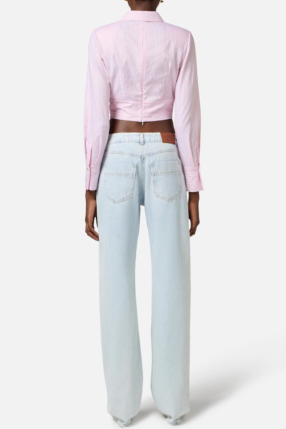 Camicia in popeline di cotone con fiocco<BR/> CA122 52E2DL7 Elisabetta Franchi