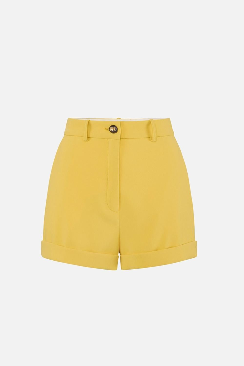 Shorts in crêpe leggero con bottone logo SH009 61E2EV4 Elisabetta Franchi
