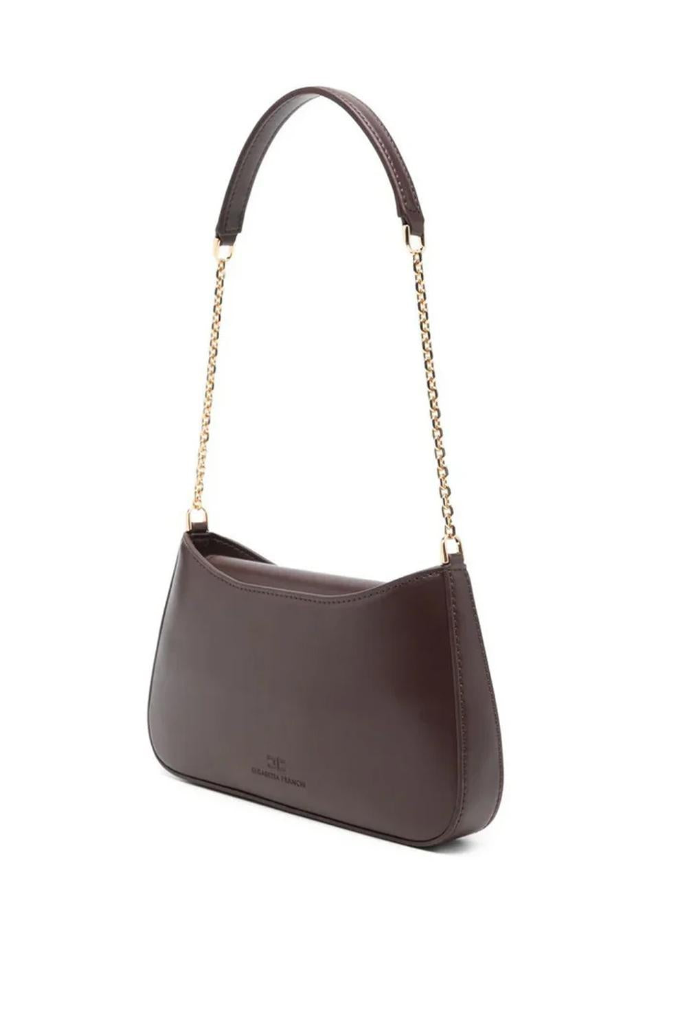 Borsa Elisabetta Franchi a Spalla con Tracolla in Metallo e Logo Dorato BS93A 61E2644 Elisabetta Franchi