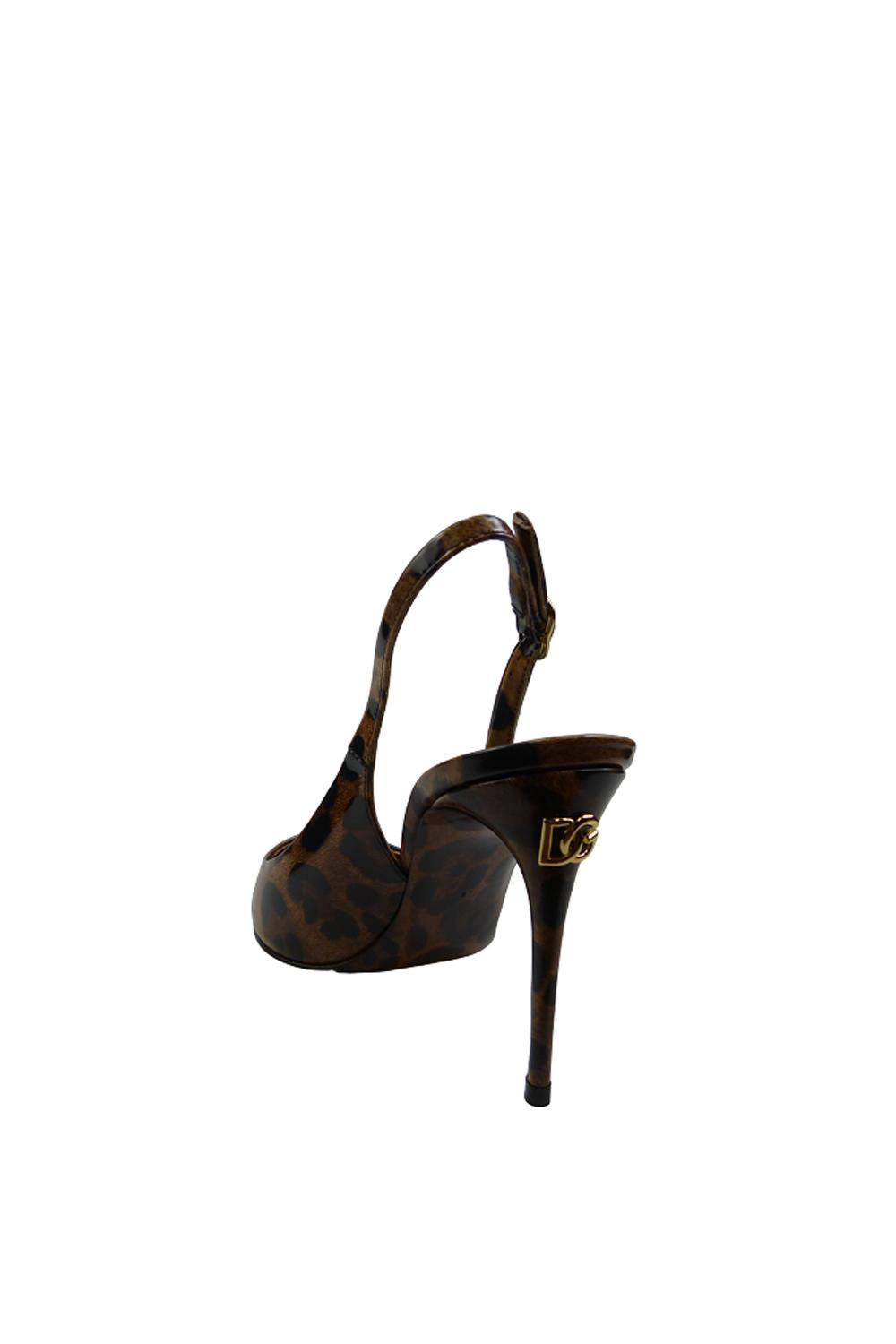 Décolleté Dolce & Gabbana in Pelle Animalier Tacco Stiletto con Monogramma Dorato CG0621 AM568HA93MANIMALIER Dolce & Gabbana