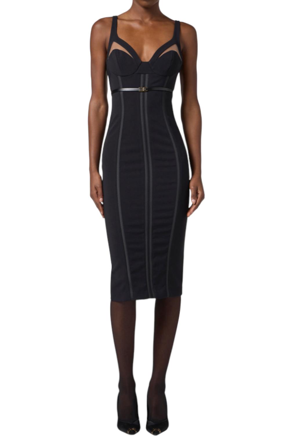 Abito in crêpe leggero con tulle<BR/> AB802 56E2110 Elisabetta Franchi